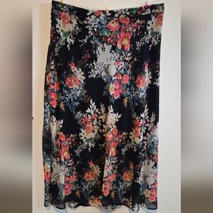 Roz & Ali 2x Navy blue floral elastic waist skirt